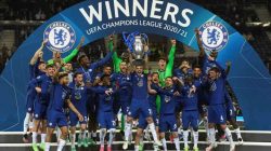 Pemain Chelsea merayakan kemenangan usai menang atas Manchester City pada babak final Liga Champions