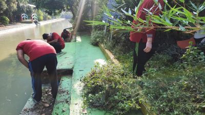 bersih-bersih di Taman Kalituntang