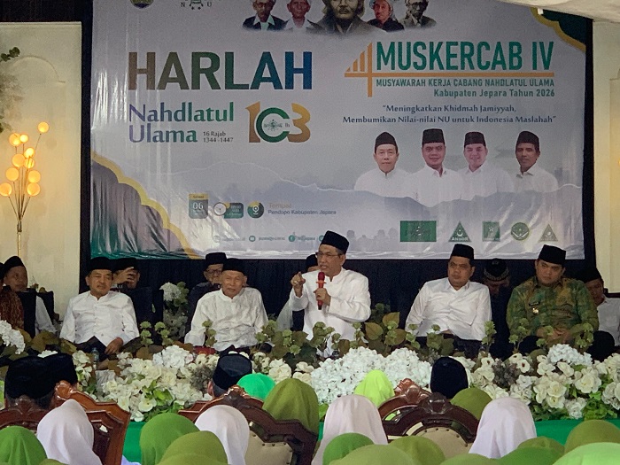 Suasana peringatan Haul Gus Dur dan Harlah NU di Pendopo R.A. Kartini Jepara yang dihadiri Bupati Witiarso Utomo