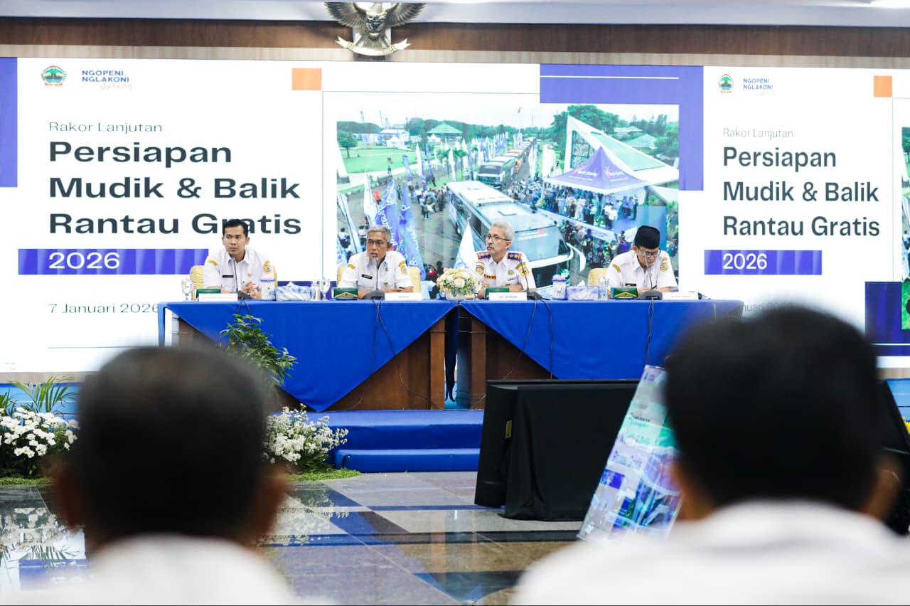 Rapat koordinasi lanjutan yang dipimpin Sekretaris Daerah Provinsi Jawa Tengah, Sumarno,di Grhadika Bhakti Praja, Rabu (7/1/2026).